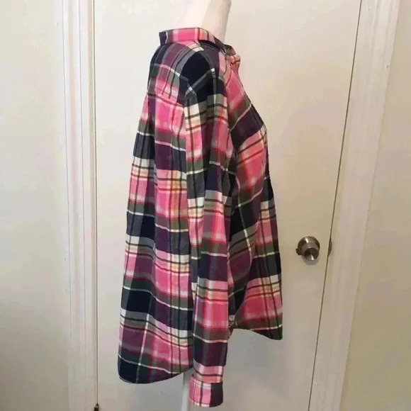 Lands End pullover plaid long sleeve cotton shirt. Size 14 - Picture 6 of 10